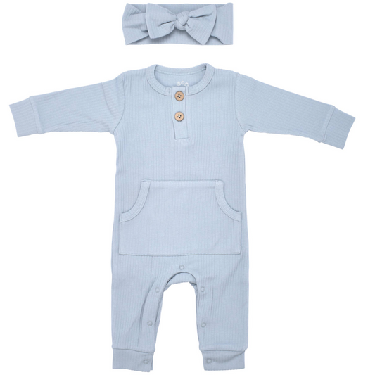 Ribbed Playsuit with Bow