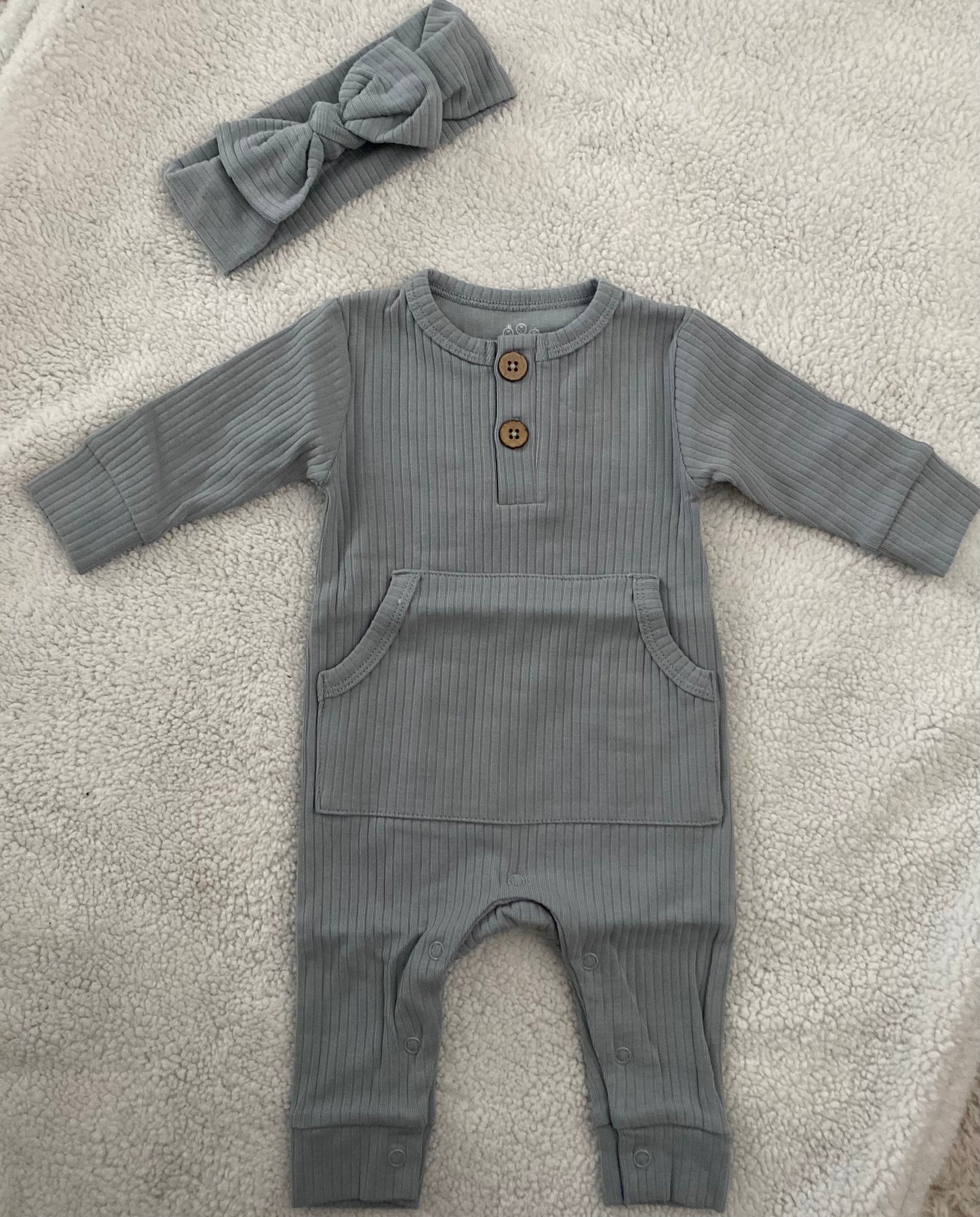Ribbed Playsuit with Bow
